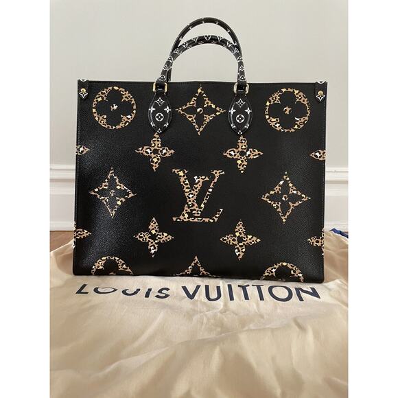 Louis Vuitton OnTheGo Fabric Interior Jungle Monogram Giant Tote GM Black/Brown - Picture 1 of 16